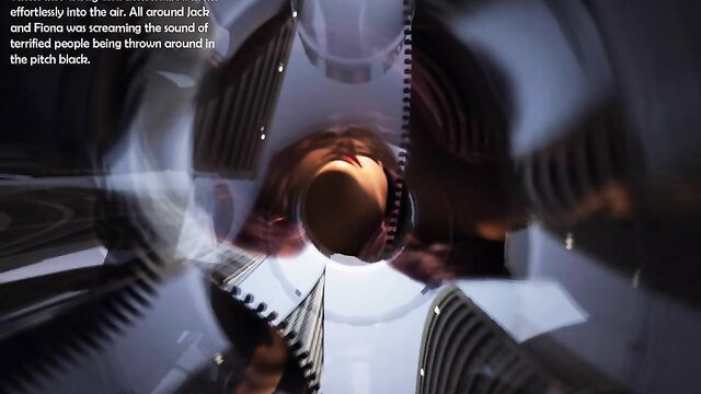 Giantess Fiona screaming intensely thrown around in vortex black pitch