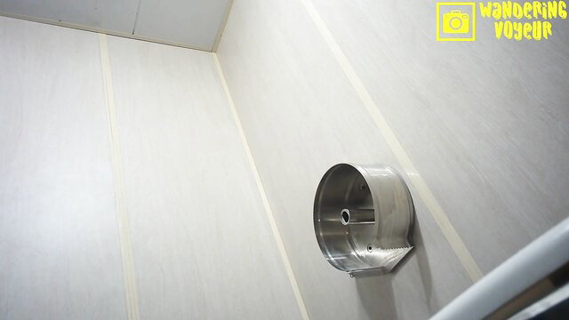 Empty public toilet stall spied by hidden voyeur cam