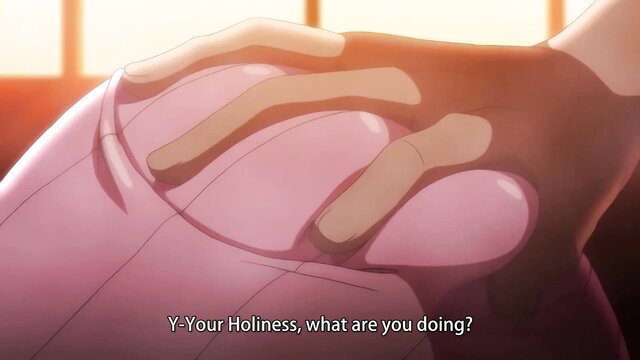 Anime hentai girl in pink dress groped by hands, JAV style