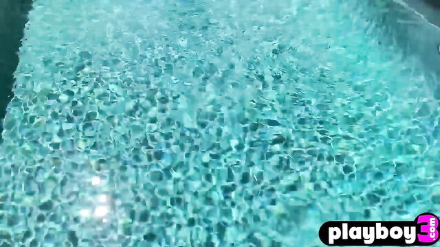 Ana Foxxx steamy poolside posing in wet shattered glass effect