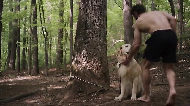 Kelcie Stranahan nude tits in hot forest sex scene - The Air He Breathes (2024)