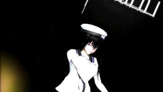 Black-haired anime nurse in tight uniform, seductive pose, time stop hentai thumbnail