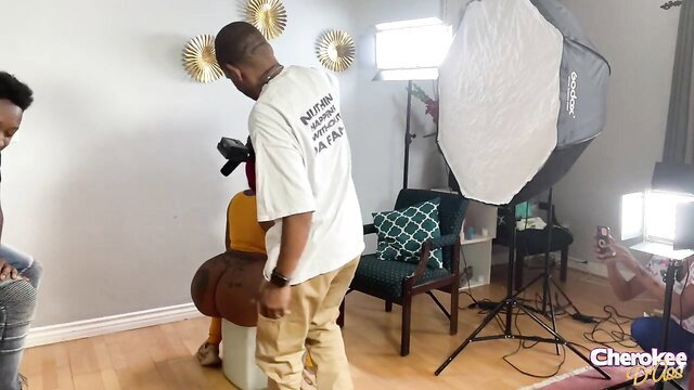 Cherokee D'Ass BTS photoshoot with Jack Blaque black ass model