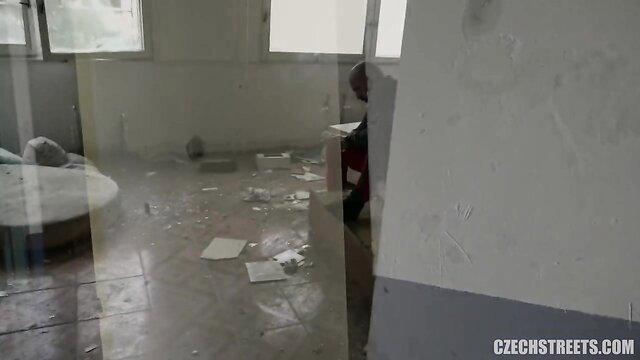 Czech Streets gypsy woman in messy room, real amateur outdoor pickup