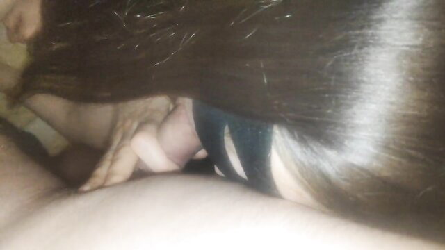 Amateur Asian neighbor deepthroats cock in toilet closeup