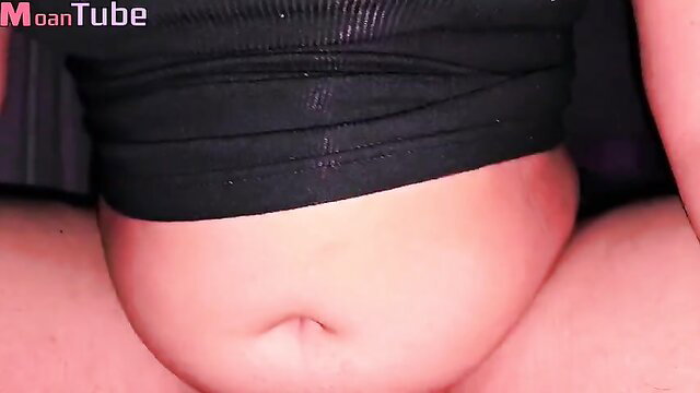 Vilashini thick belly closeup in tight black top, seductive Asian BBW tease
