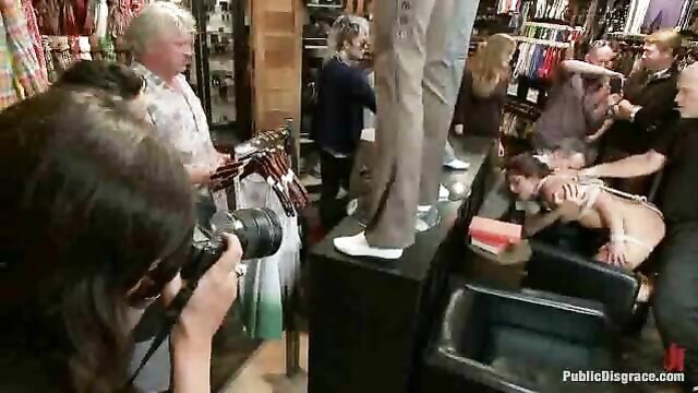 Mischa Books abused in humiliating public disgrace gangbang