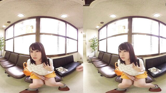 Japanese nude babe in skirt sitting legs spread VR hot video