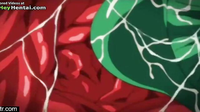 Kinky big tits babe in red-green hentai style enjoys intense sex