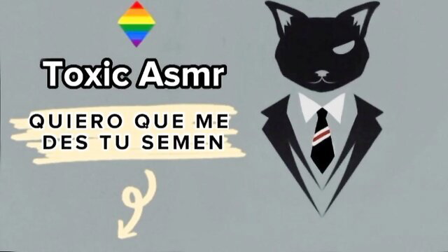 Toxic ASMR gay erotic audio thumbnail with suited cat man begging for semen