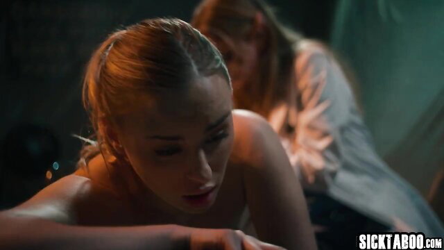 Blonde woman nude in kinky lab experiment with Tommy Pistol