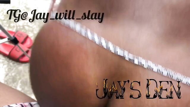 DavincciWhore in thong bikini, big ass outdoor tease by Jay's Den