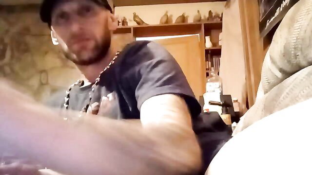 Hairy bearded white guy handjobs friend's big white cock gay pig play