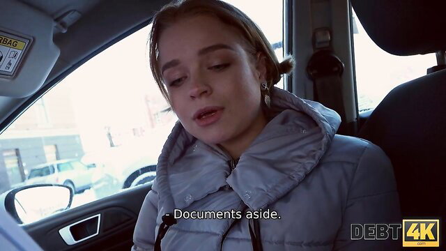 Nik Rock in car with collector, Debt4k Christmas debtor seduction