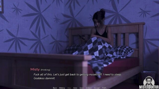 Misterdoktor's Misty smoking in lingerie on bed, tired sexy gamer girl