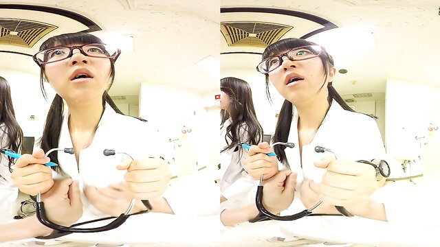 Japanese big ass nurse babe in glasses POV VR closeup