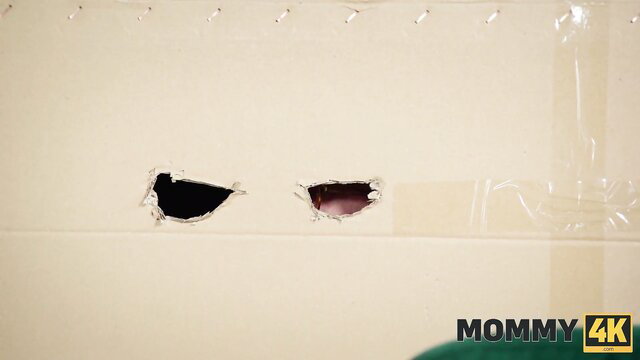 Julia North peeking through holes in wall in hot granny orgy