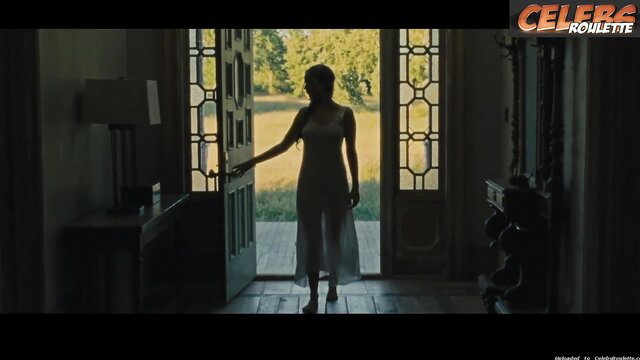 Jennifer Lawrence silhouette in sheer dress opening door, sexy scene