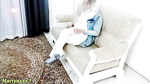 Mariyaxxx3 sexy maid in white hijab and jeans vest sitting horny