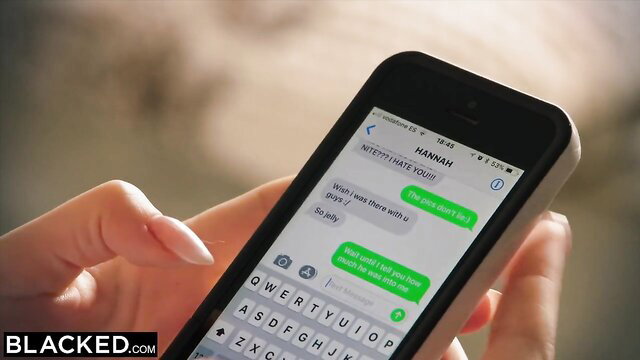 Polish beauty texts on phone in Blacked Ibiza DJ BBC thumbnail