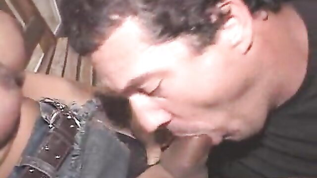 Man eating out kinky tranny's pussy in amateur threesome doggy prep