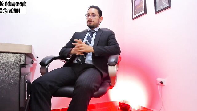 Handsome Colombian bisexual lawyer in suit teases on cam