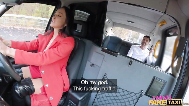 Zuzu Sweet moans in red suit driving steamy Fake Taxi