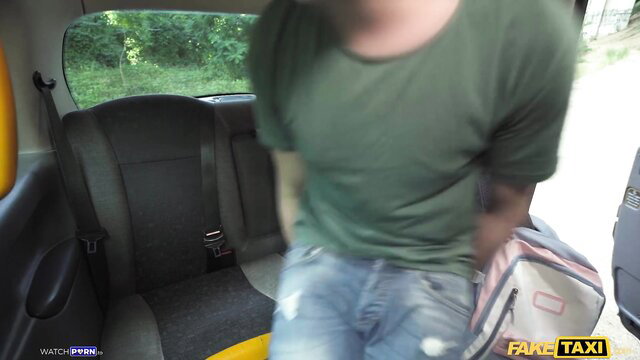 Xeinna Rose skater girl with bag in FakeTaxi cab, hot tits and booty