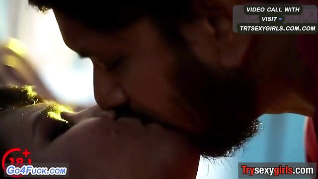 Indian MILF passionately kissing bearded man in hot video call