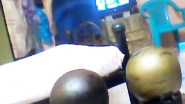 Blurry BBW voyeur bedroom scene with women and brass balls