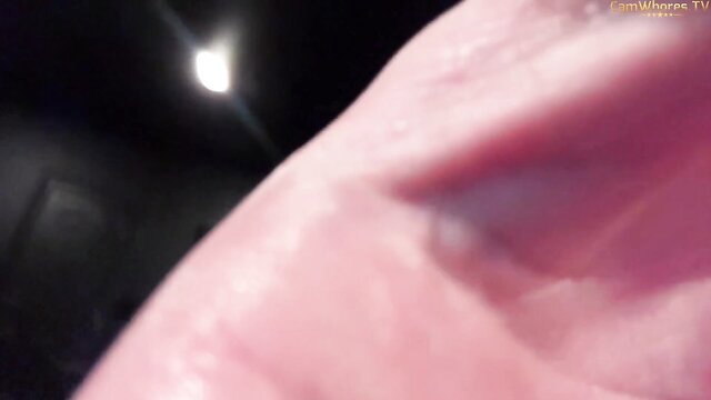 Closeup of pink anus with cum dripping from anal creampie