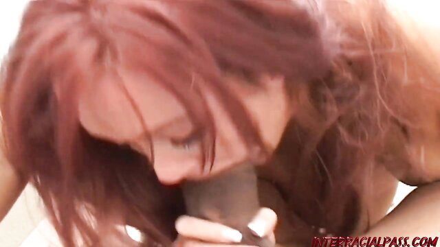Redhead MILF Bailey sucks massive BBC in amateur interracial passion