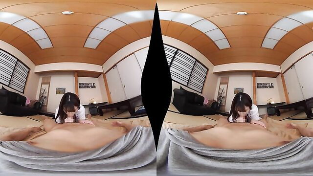 Stunning Asian teen coquette in JAV 3D VR blowjob on man