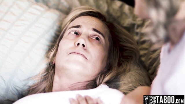 Frustrated stepdad eyeing petite 18yo blonde in bed