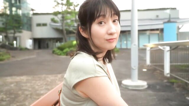 Akemi Furuse 33yo JAV debut - cute smiling Japanese wife on bike