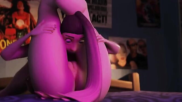 Pink alien teen extreme facesitting smothering on bed