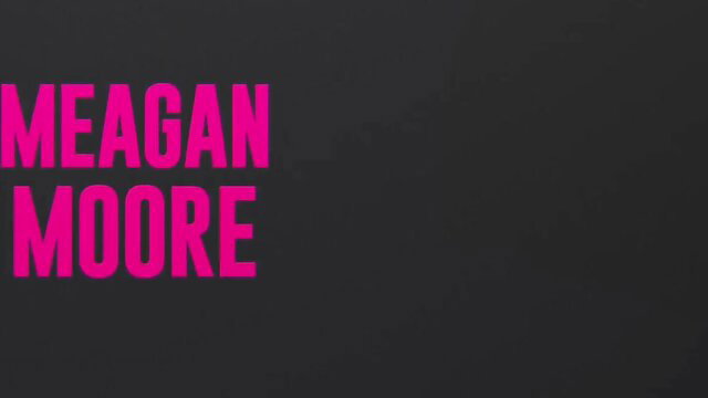 Meagan Moore pink text logo on black background