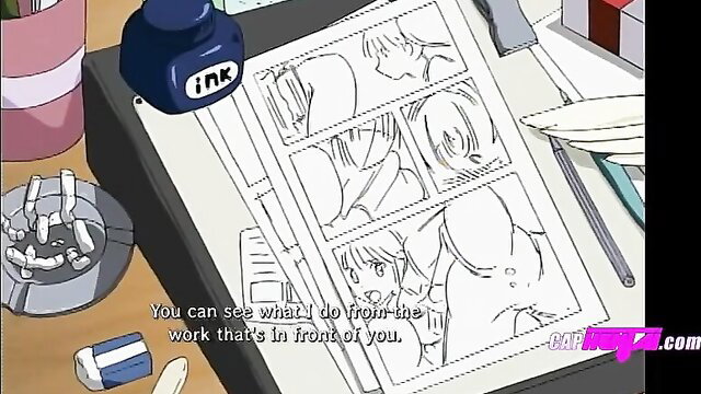 Hentai girl inked lineart fucked in hole, explicit anime sex scene