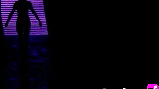 Silhouette of busty mature blonde babe with steamy exposed body