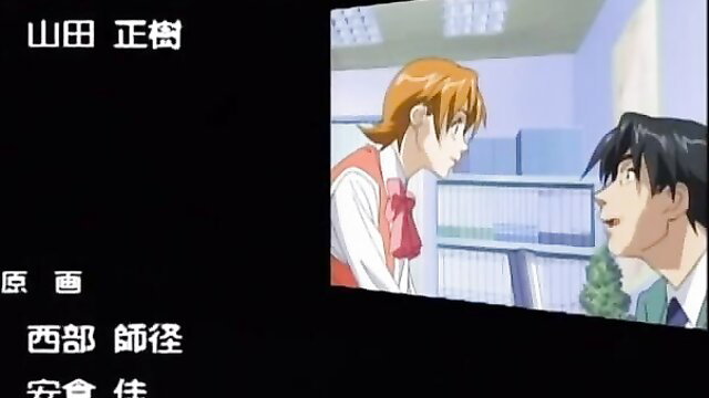 Hentai office girl in lingerie whispers to suited man, uncensored Ep.1