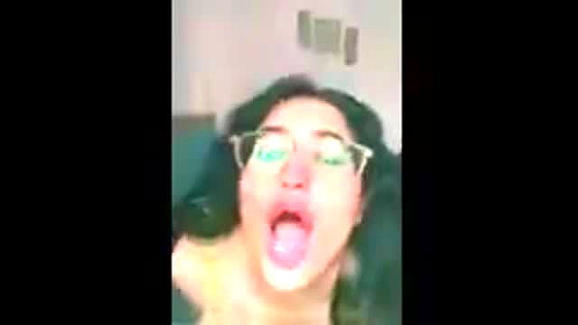 Indian Instagram influencer with glasses ahegao face open mouth tease