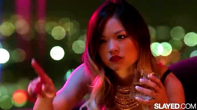 Lulu Chu holds drink, dresses up plaything for strap-on fun