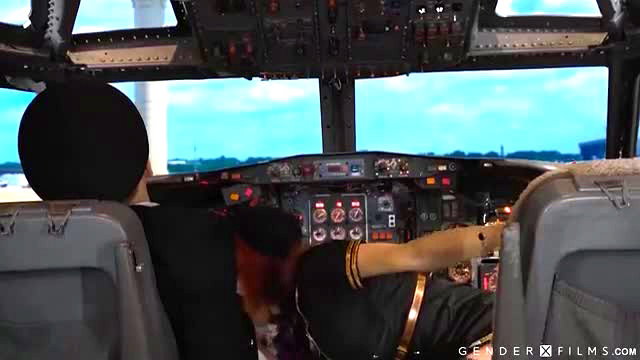 Ariel Demure & Codi Vore in Trans Am Stewardess cockpit tease