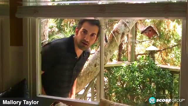 Mallory Taylor peeking out window in first porno, sexy Latina tease