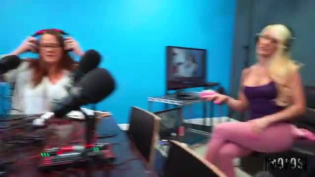 Bree Brooks and Johnny Love podcast in tight outfits, big tits blonde babe