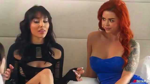 Asian and redhead busty escorts in lingerie expose undercover cop scheme