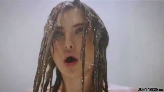 Wet brunette beauty with dreads, steamy closeup gaze in taboo scene