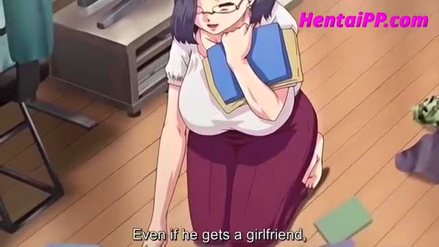 Curvy Japanese MILF teacher in tight skirt holding book hentai