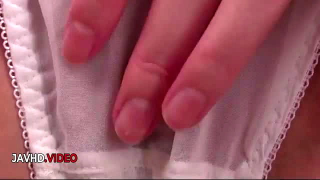 Yua Ariga fingering pussy in white lingerie JAV closeup