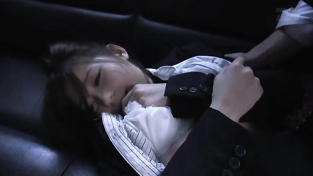 Rina Ishihara passed out in office, groped by suited man